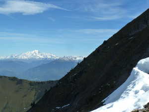 De la crête, le Mont Blanc.